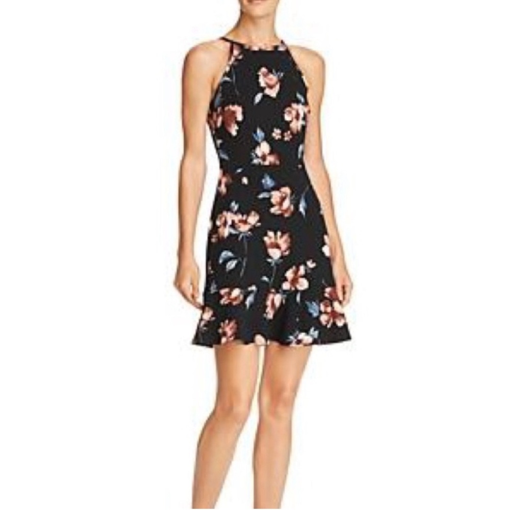 Aqua black floral dress